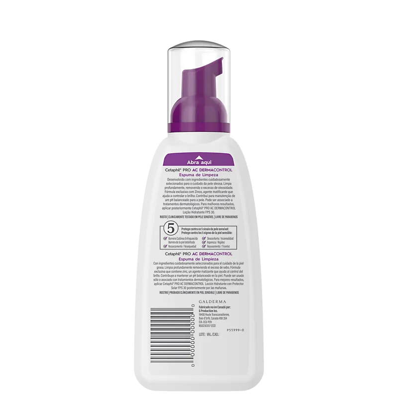 Cetaphil Pro AC Dermocontrol Pele Oleosa - Espuma de Limpeza Facial 236ml - Imagem 2